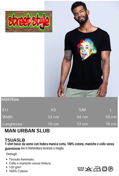Albert Einstein The Legend Stilizzato Color Fisico 18-20-72 T-shirt Urban Slub Men Uomo 100% Cotone Fiammato JK - STREET STYLE