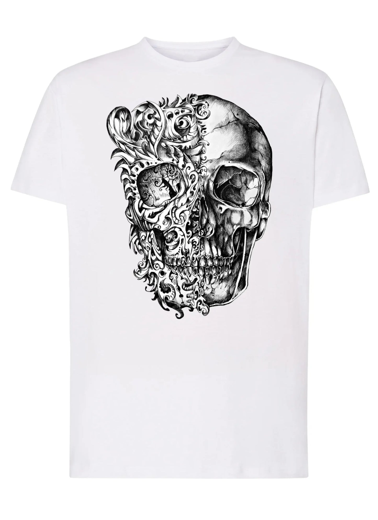 Artskull Floreal Skull Zombi Tattoo 9016 T-shirt Urban Men Uomo 100% Cotone Pettinato JK - STREET STYLE