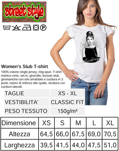 T-shirt Audrey Hepburn Donna - Cotone 100% Bio - STREET STYLE
