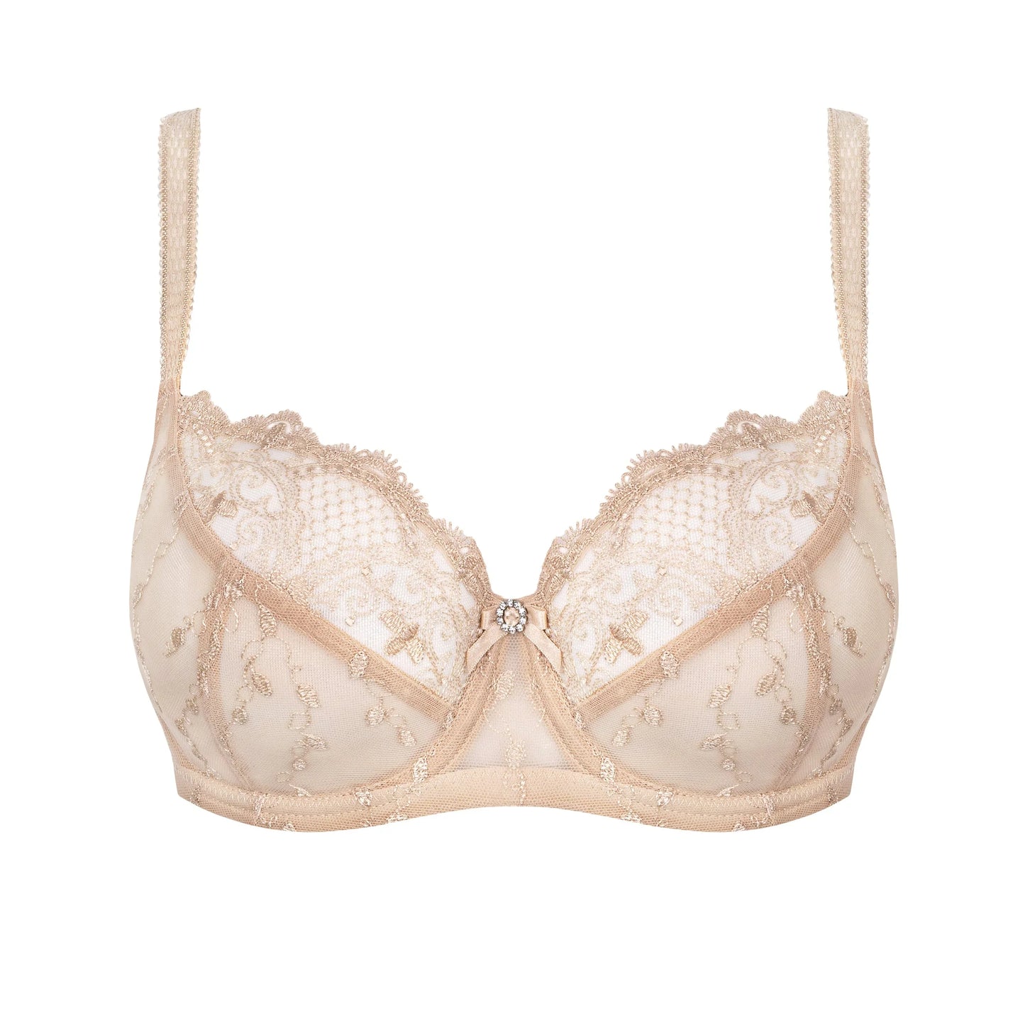 Sheer Lace Full Figure Bra Aurora Beige - STREET STYLE