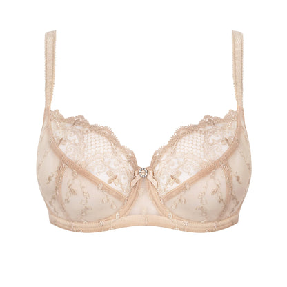 Sheer Lace Full Figure Bra Aurora Beige - STREET STYLE