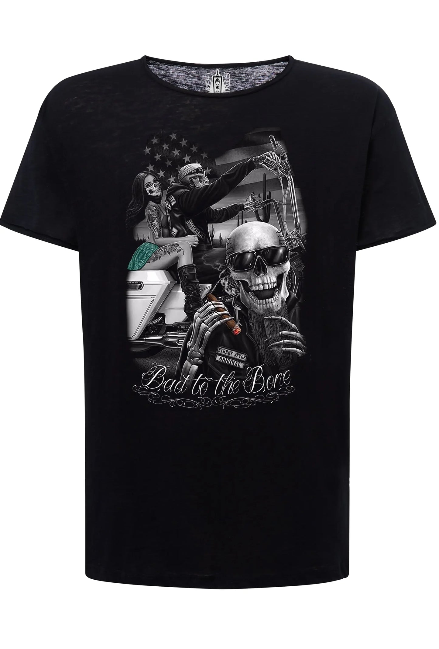 T-shirt Uomo Tattoo Skull - Cotone Fiammato 100% - STREET STYLE