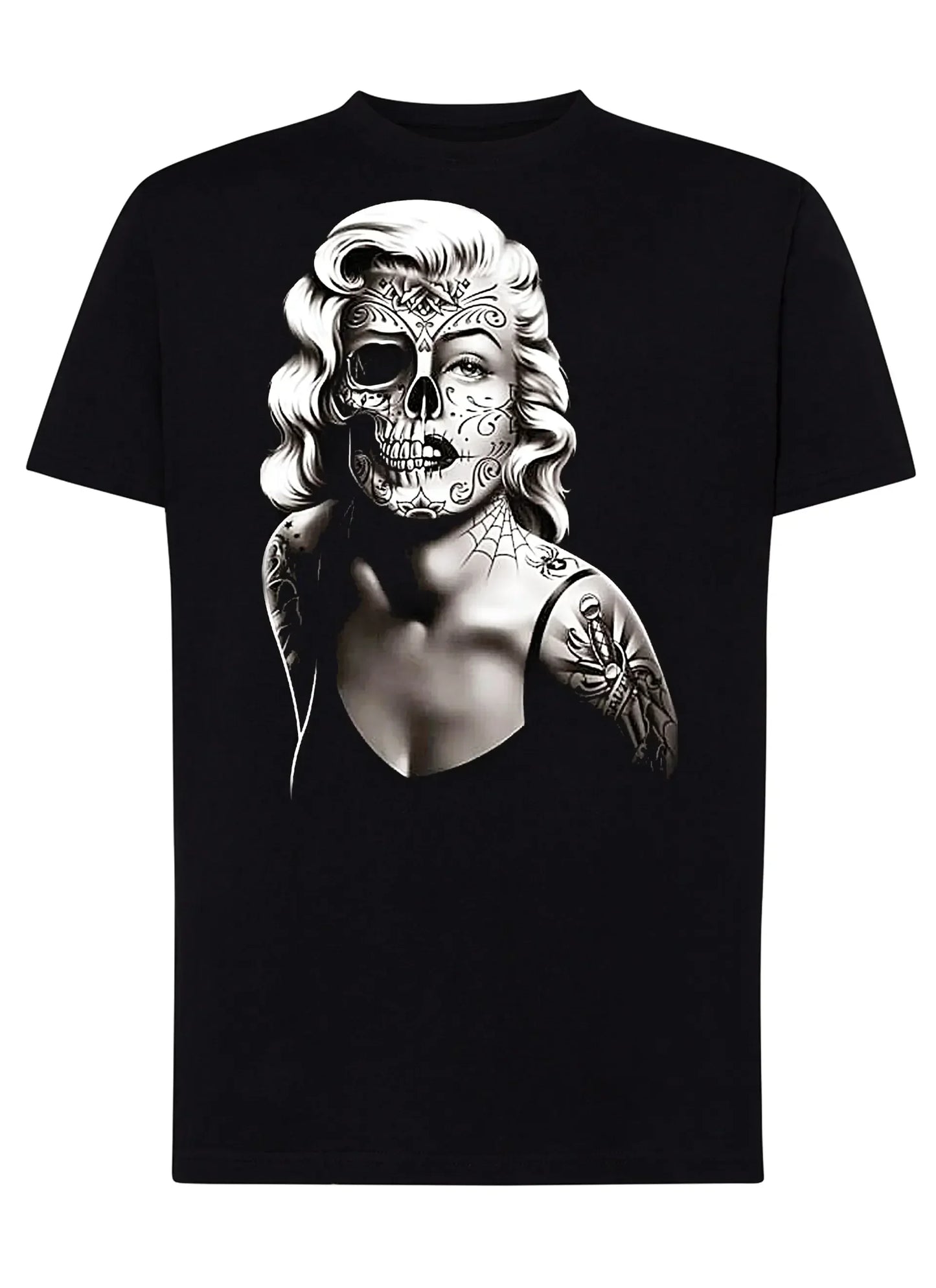 Biface Marilyn Monroe Skull Zombi Tattoo 9018-4 T-shirt Urban Men Uomo 100% Cotone Pettinato JK - STREET STYLE