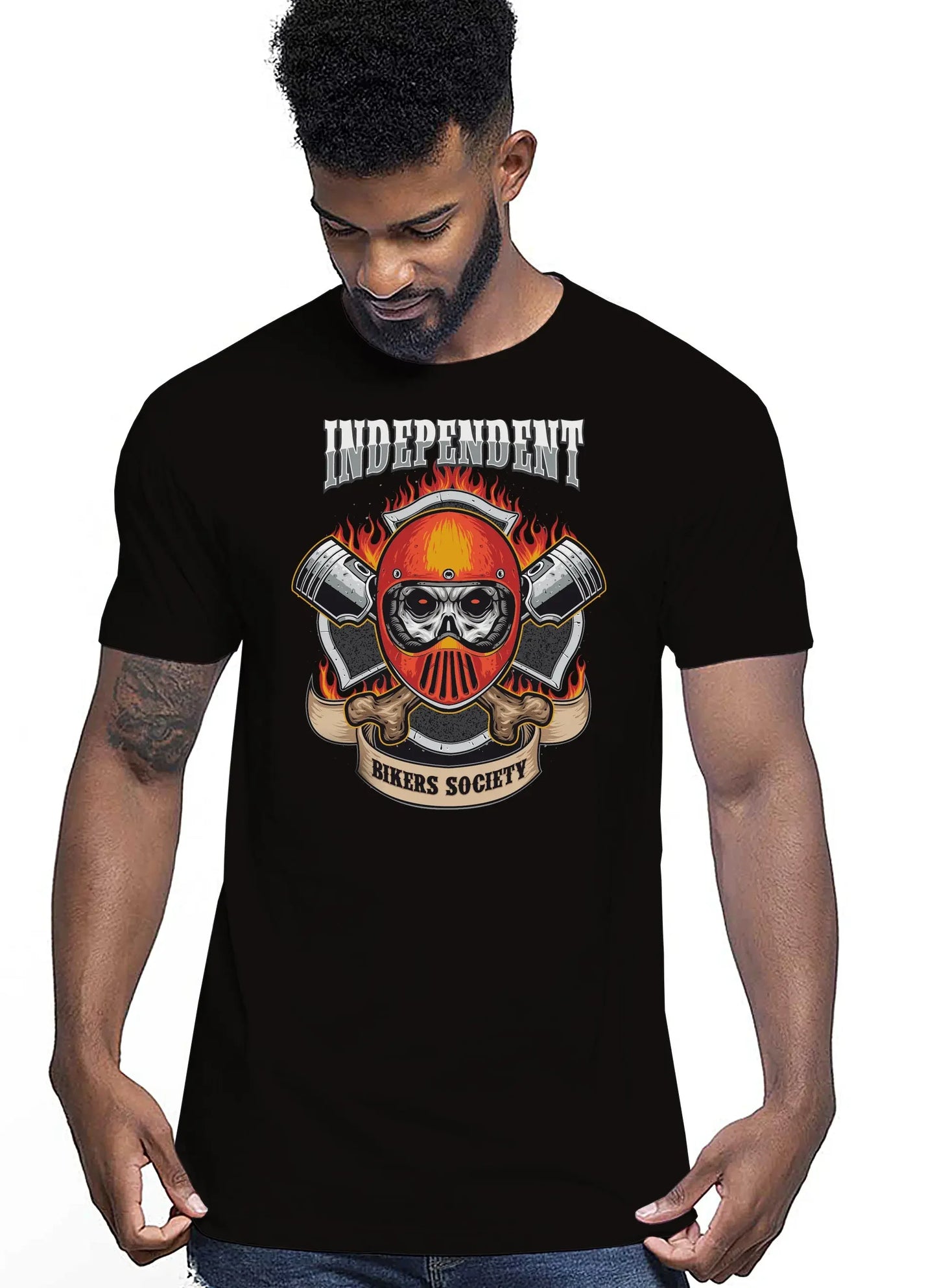 Biker Society Motor Tattoo 9039 T-shirt Urban Men Uomo 100% Cotone Pettinato JK - STREET STYLE