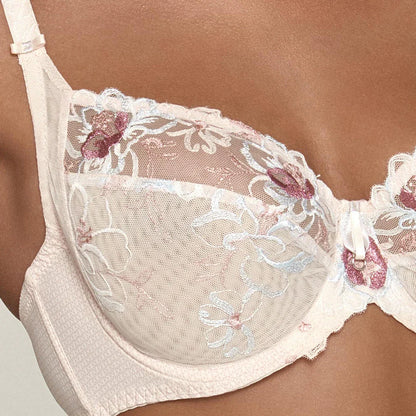 Sheer Mesh Lace Demi Cup Bra Bisquit - STREET STYLE