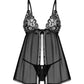 Black Sheer Mesh Babydoll Set Obsessive Blomentis - STREET STYLE