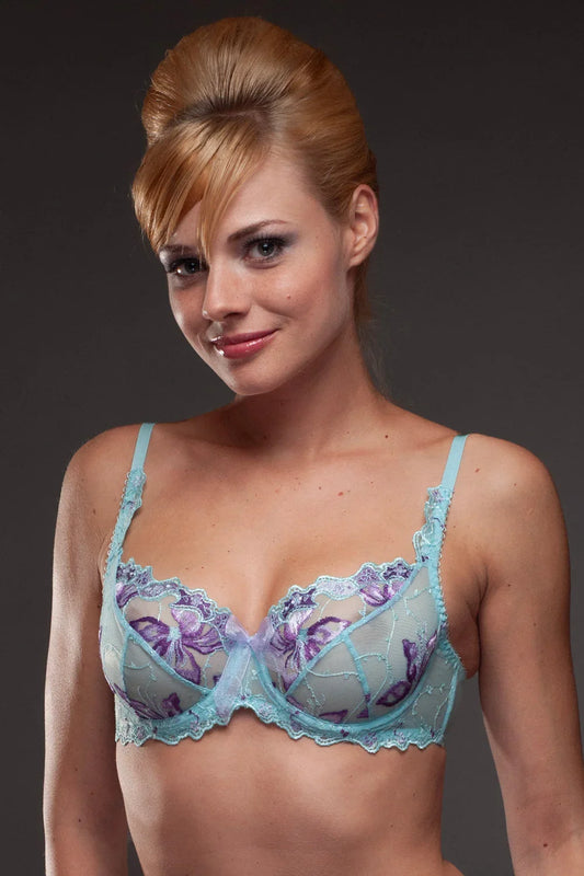 Blue Sheer Lace Bra Lavinia Tropical - STREET STYLE