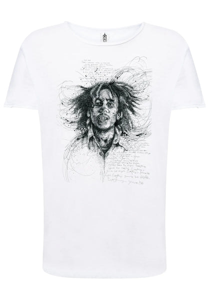 Bob Marley The Legend Stilizzato Soggetto Cantante 18-53 T-shirt Urban Slub Men Uomo 100% Cotone Fiammato JK - STREET STYLE