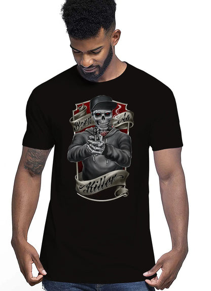 Born As Killer Motor Tattoo 9040 T-shirt Urban Men Uomo 100% Cotone Pettinato JK - STREET STYLE