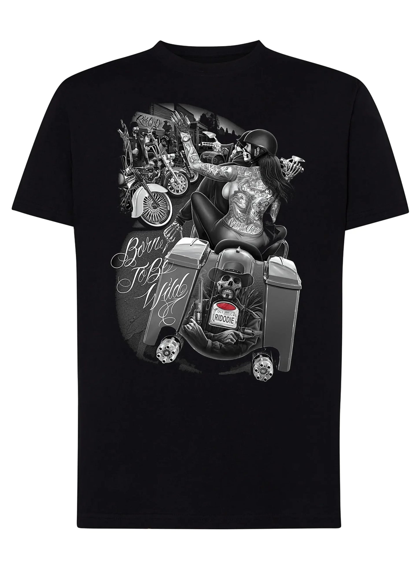 Born To be Wild Skull Motor Tattoo 9050-19 T-shirt Urban Men Uomo 100% Cotone Pettinato JK - STREET STYLE