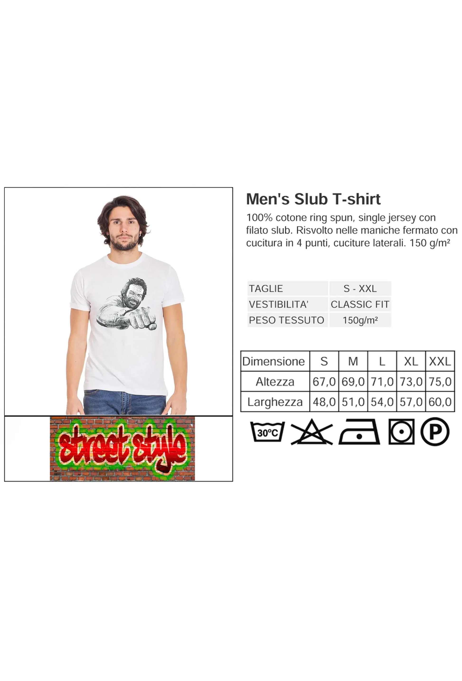 Bud Spencer Pugno Stilizzato - T-shirt Uomo Cotone - STREET STYLE