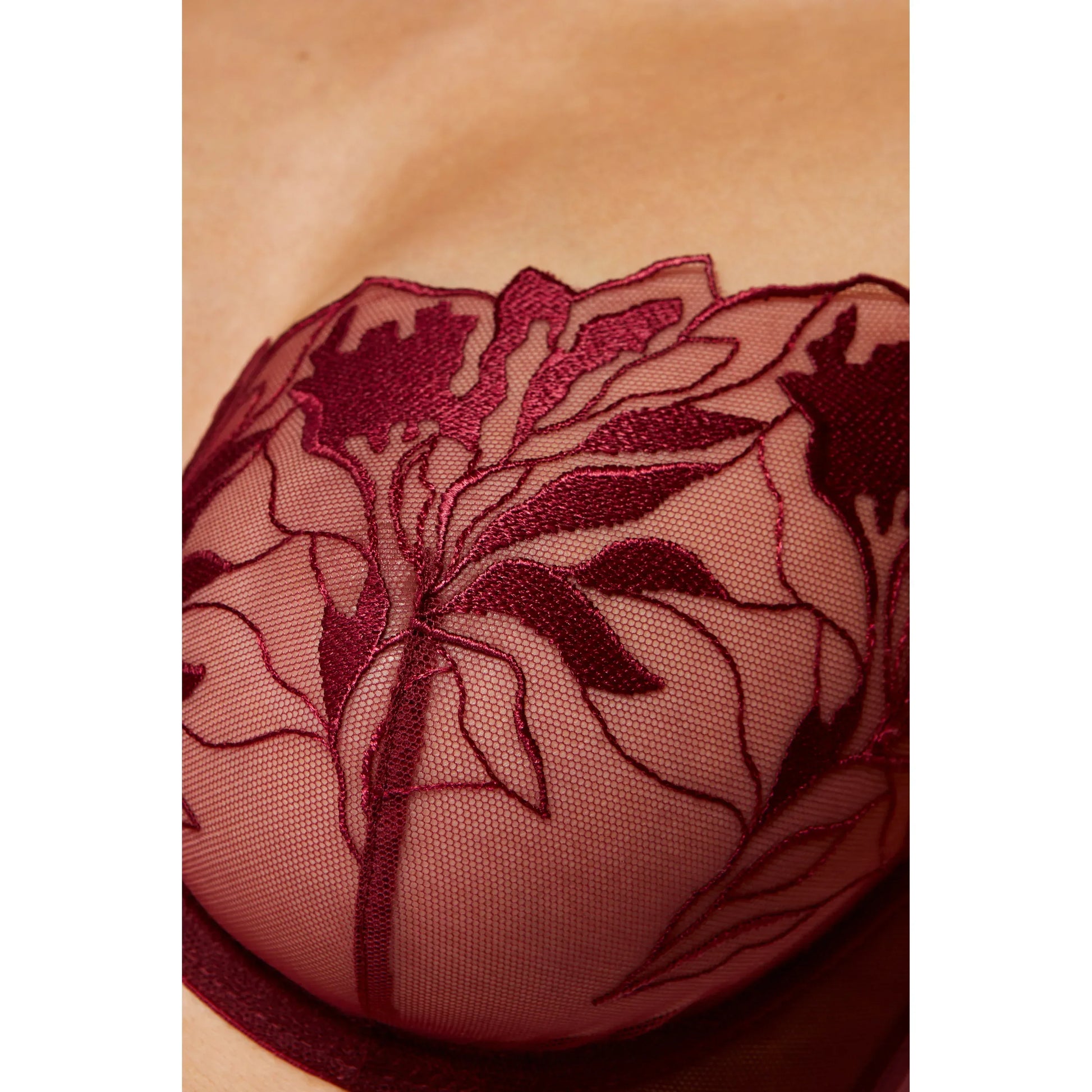 Transparent Demi Underwire Bra Gorteks Coco Burgundy - STREET STYLE