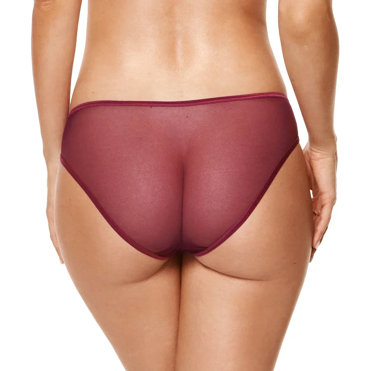Sheer Mid Rise Bikini Panty Gorteks Coco Burgundy - STREET STYLE