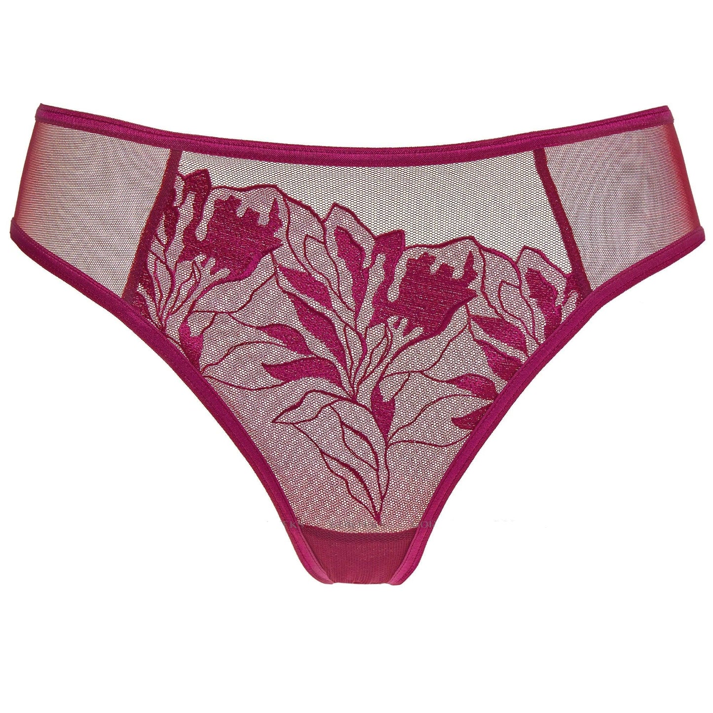 Sheer Mid Rise Bikini Panty Gorteks Coco Burgundy - STREET STYLE