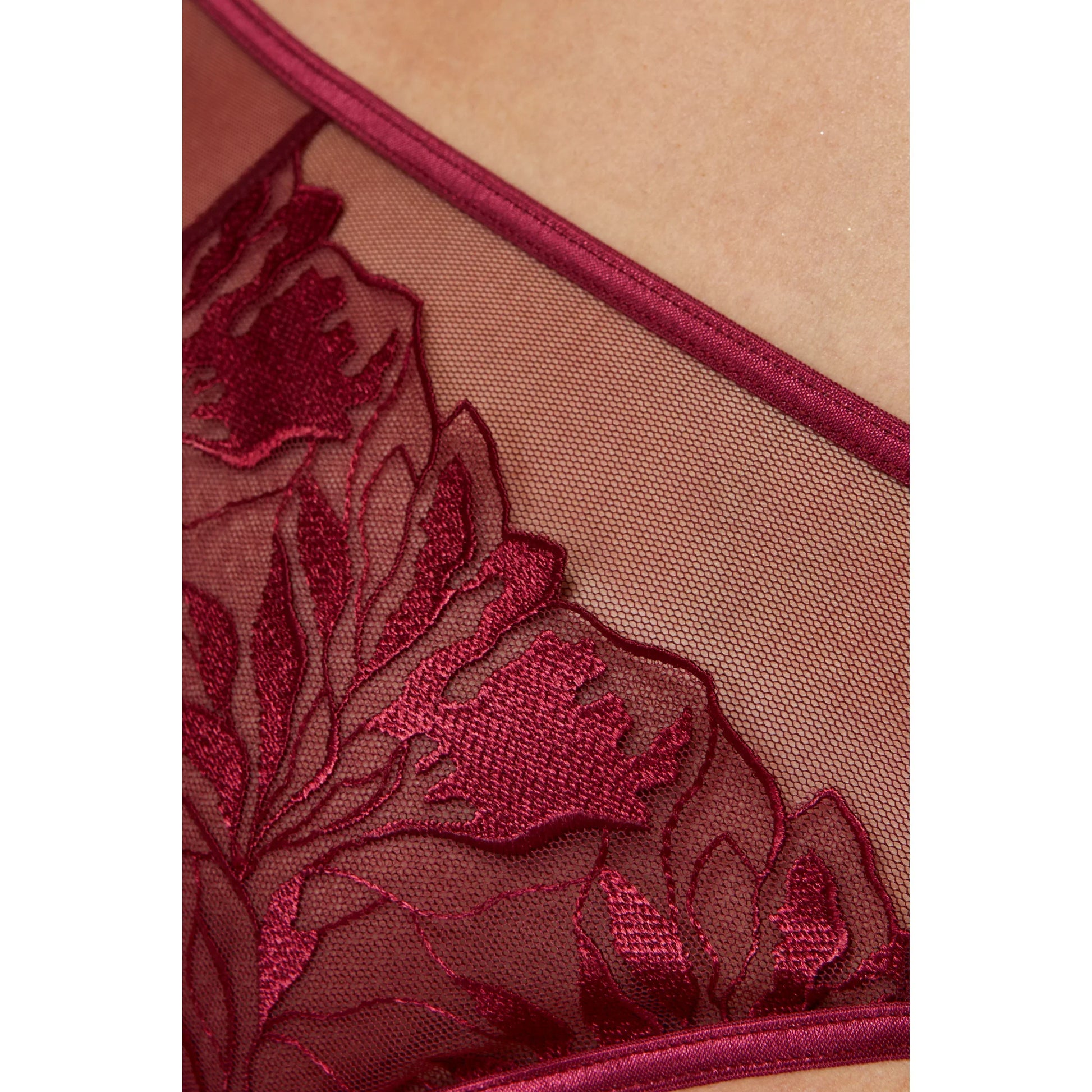 Sheer Mid Rise Bikini Panty Gorteks Coco Burgundy - STREET STYLE
