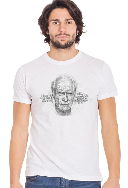 T-shirt Clint Eastwood Stilizzata - Urban Slub Uomo - STREET STYLE
