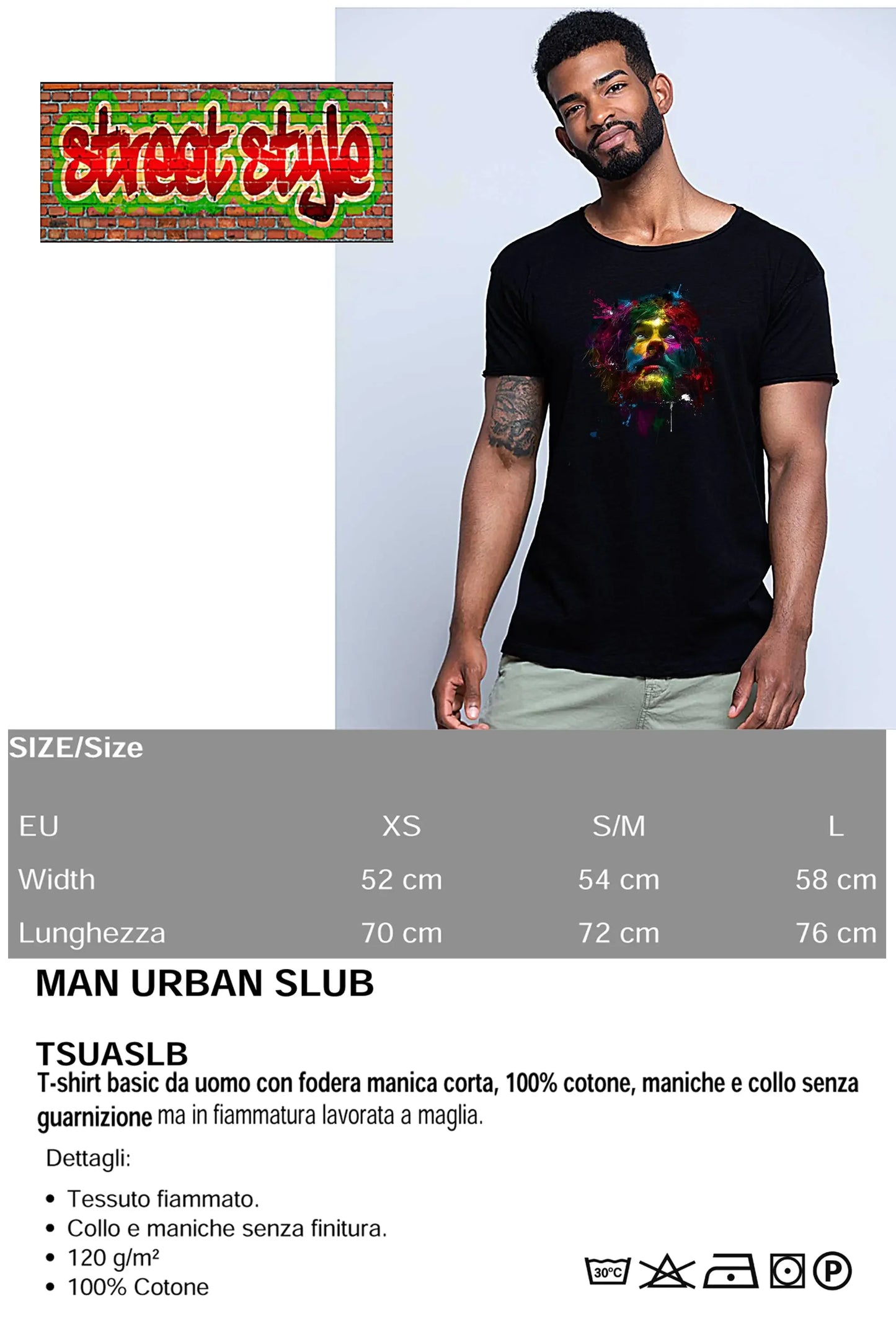 Cristo Color Stilizzato 18-20-4 T-shirt Urban Slub Men Uomo 100% Cotone Fiammato JK - STREET STYLE