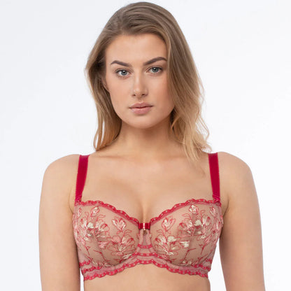Sheer Mesh Embroidered Balconette Bra Daniela - STREET STYLE