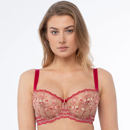 Sheer Mesh Embroidered Balconette Bra Daniela - STREET STYLE