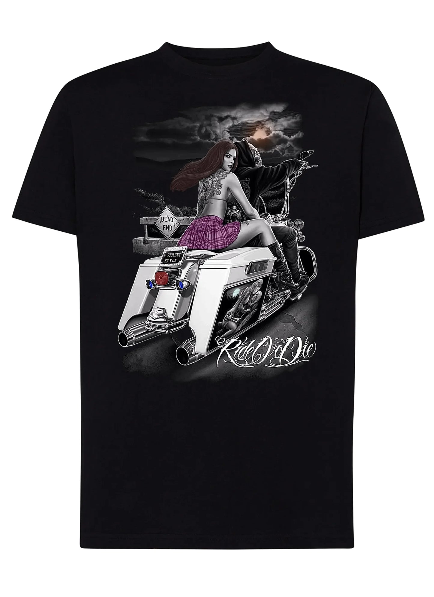 Dead End Skull Motor Tattoo 9050-20 T-shirt Urban Men Uomo 100% Cotone Pettinato JK - STREET STYLE