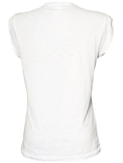 Maglietta donna bianca in cotone fiammato, maniche corte, stile streetwear urban