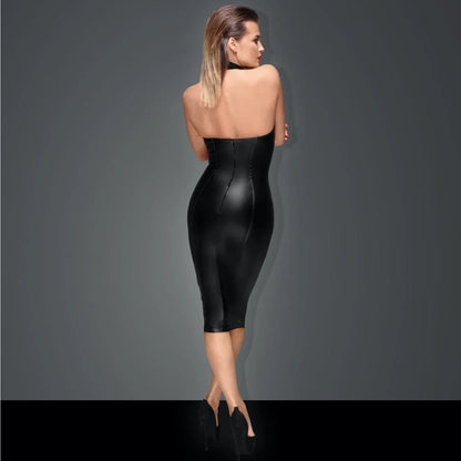 Sexy Powerwetlook Pencil Dress Noir Handmade - STREET STYLE