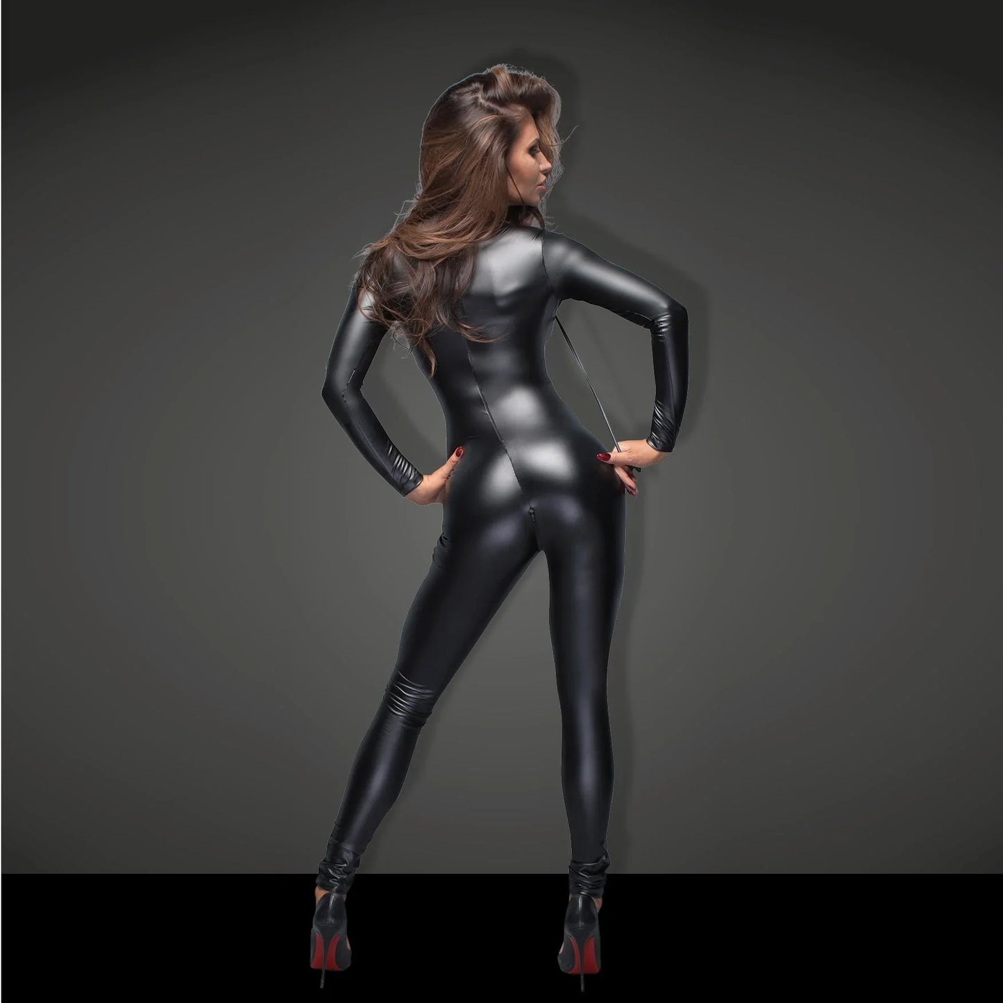 Powerwetlook Overall Leash Two-Way Zipper Catsuit - STREET STYLE