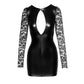 Sexy Open Front Power Wet Look Mini Dress Leather & Lace - STREET STYLE