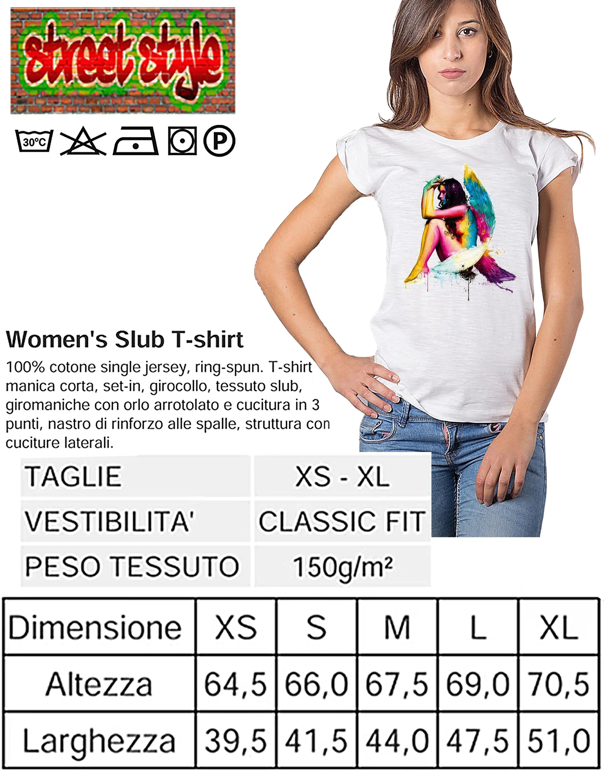 T-shirt Donna Urban Slub 'The Legend' 100% Cotone Fiammato - STREET STYLE