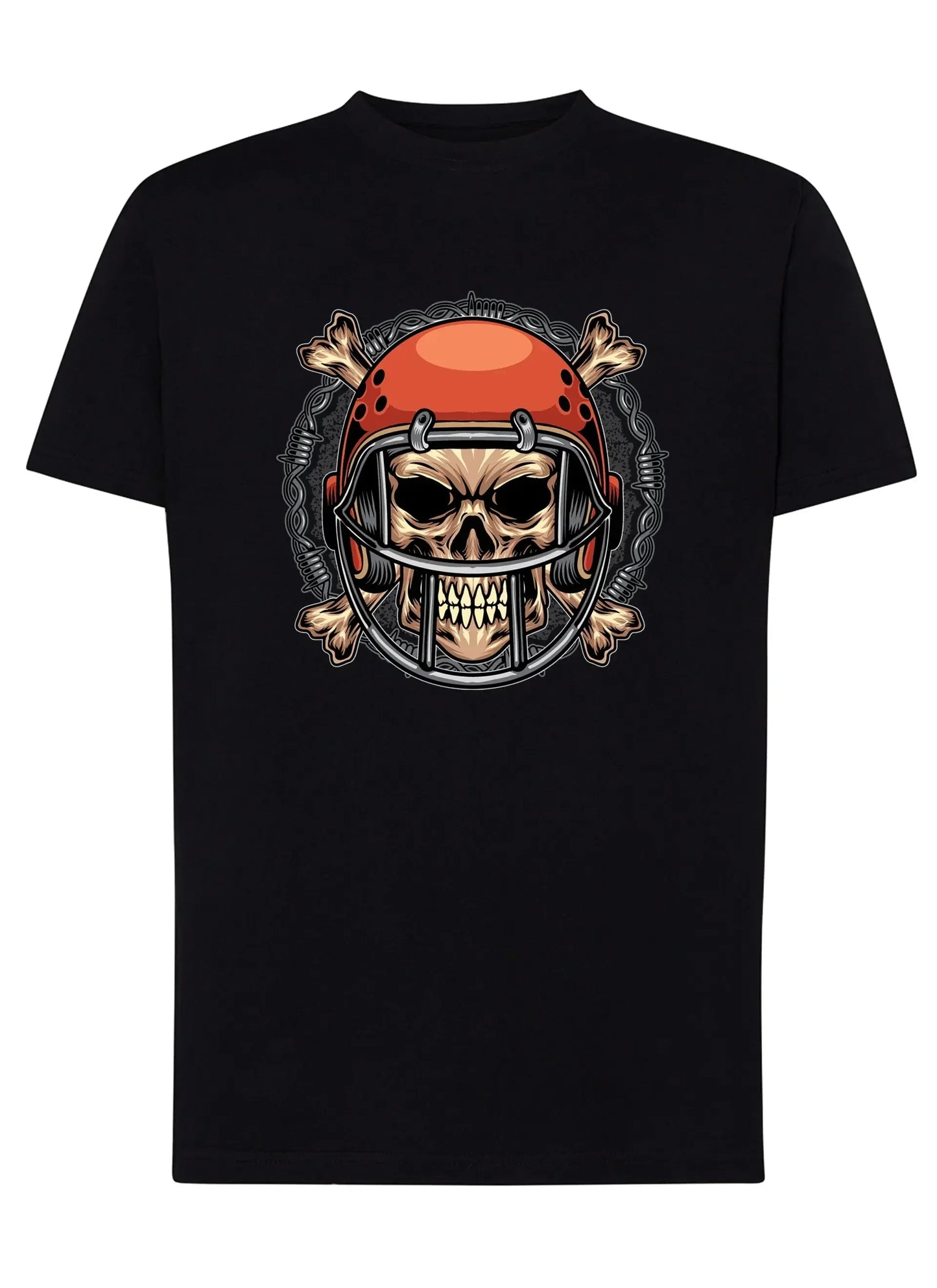 Football Skull Motor Tattoo 9041 T-shirt Urban Men Uomo 100% Cotone Pettinato JK - STREET STYLE