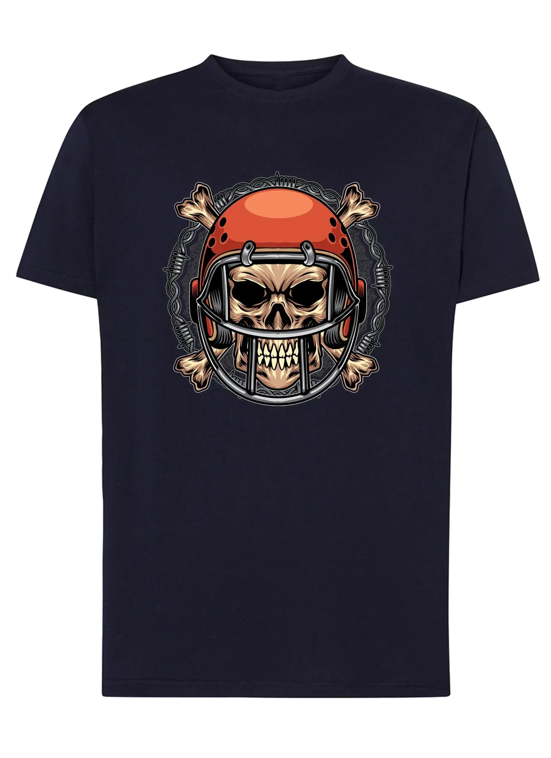 Football Skull Motor Tattoo 9041 T-shirt Urban Men Uomo 100% Cotone Pettinato JK - STREET STYLE