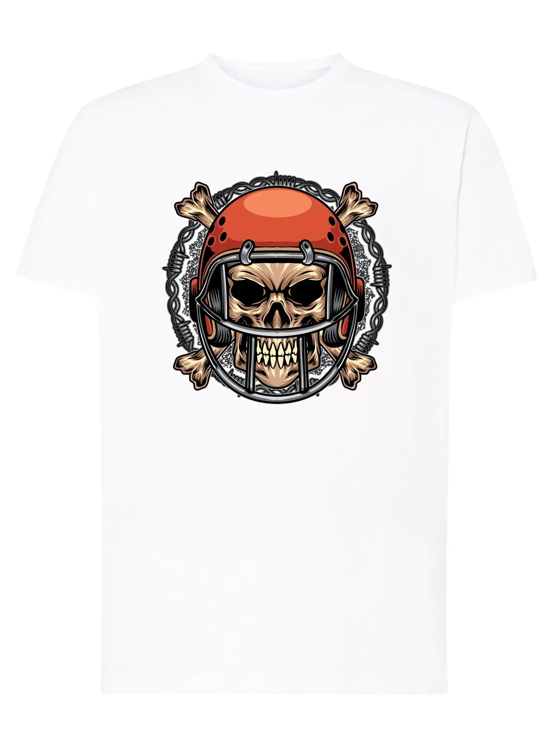 Football Skull Motor Tattoo 9041 T-shirt Urban Men Uomo 100% Cotone Pettinato JK - STREET STYLE