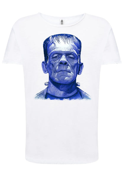 T-shirt Uomo Frankenstein Blu – Urban Slub 100% Cotone - STREET STYLE