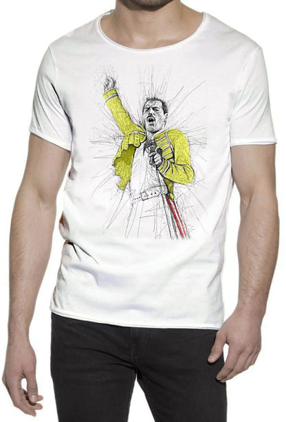 Freddy Mercury Color Artistico Stilizzato 18-58 T-shirt Urban Slub Men Uomo 100% Cotone Fiammato JK - STREET STYLE