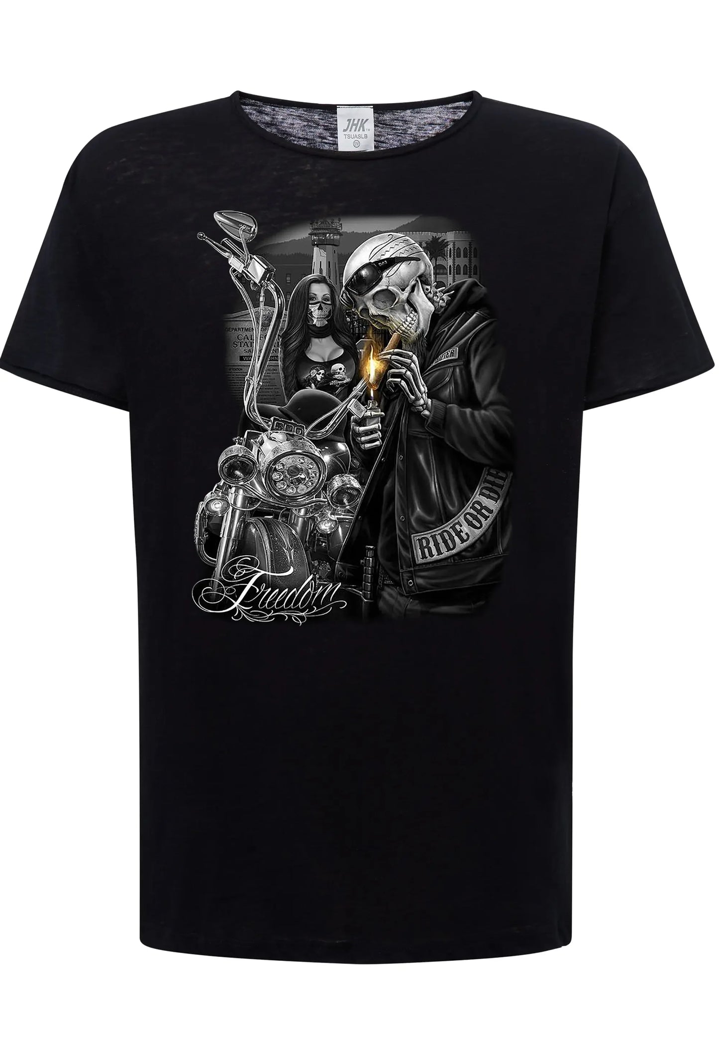 Freedom Tattoo Skull - T-shirt Uomo Cotone Fiammato - STREET STYLE