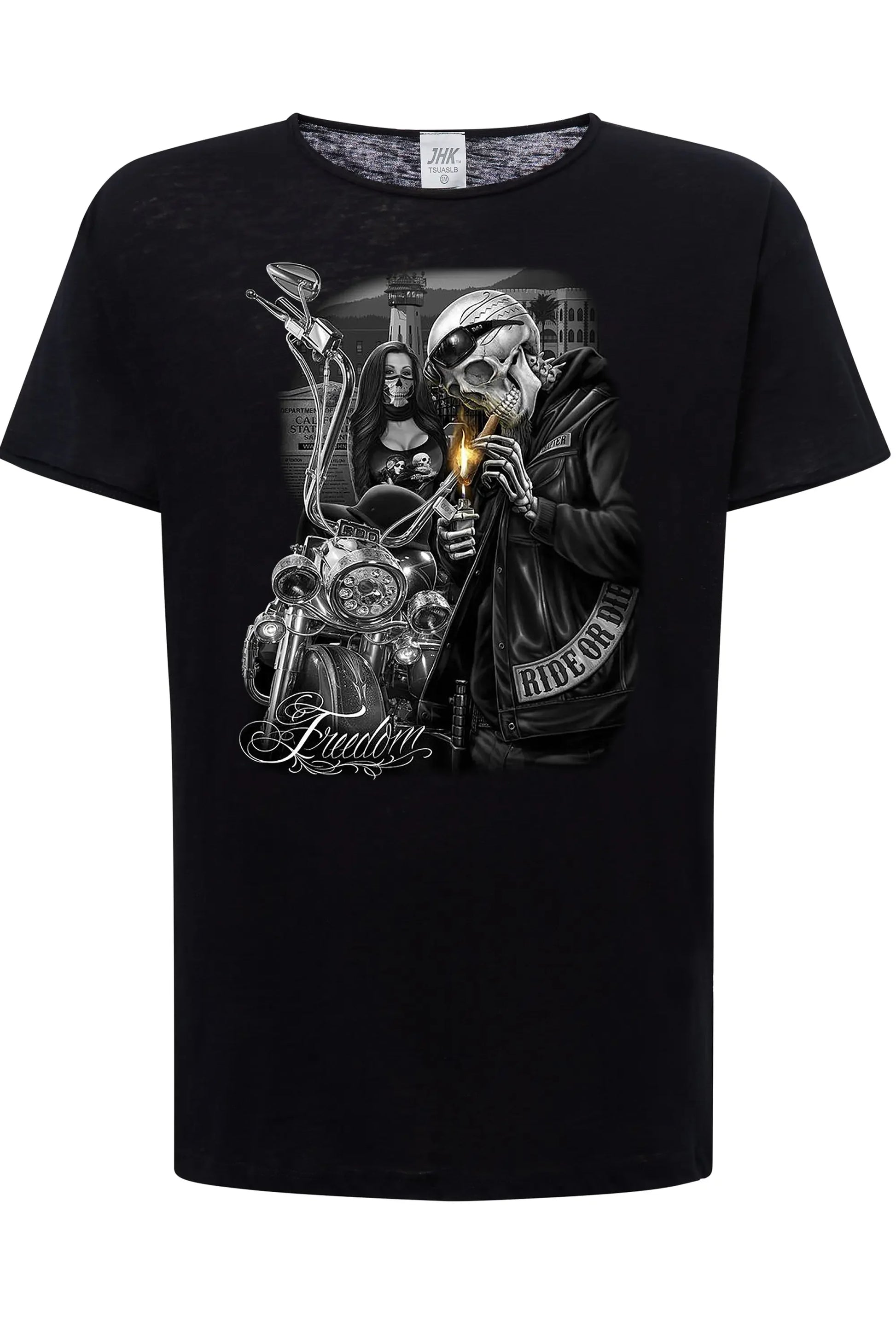 Freedom Tattoo Skull - T-shirt Uomo Cotone Fiammato - STREET STYLE