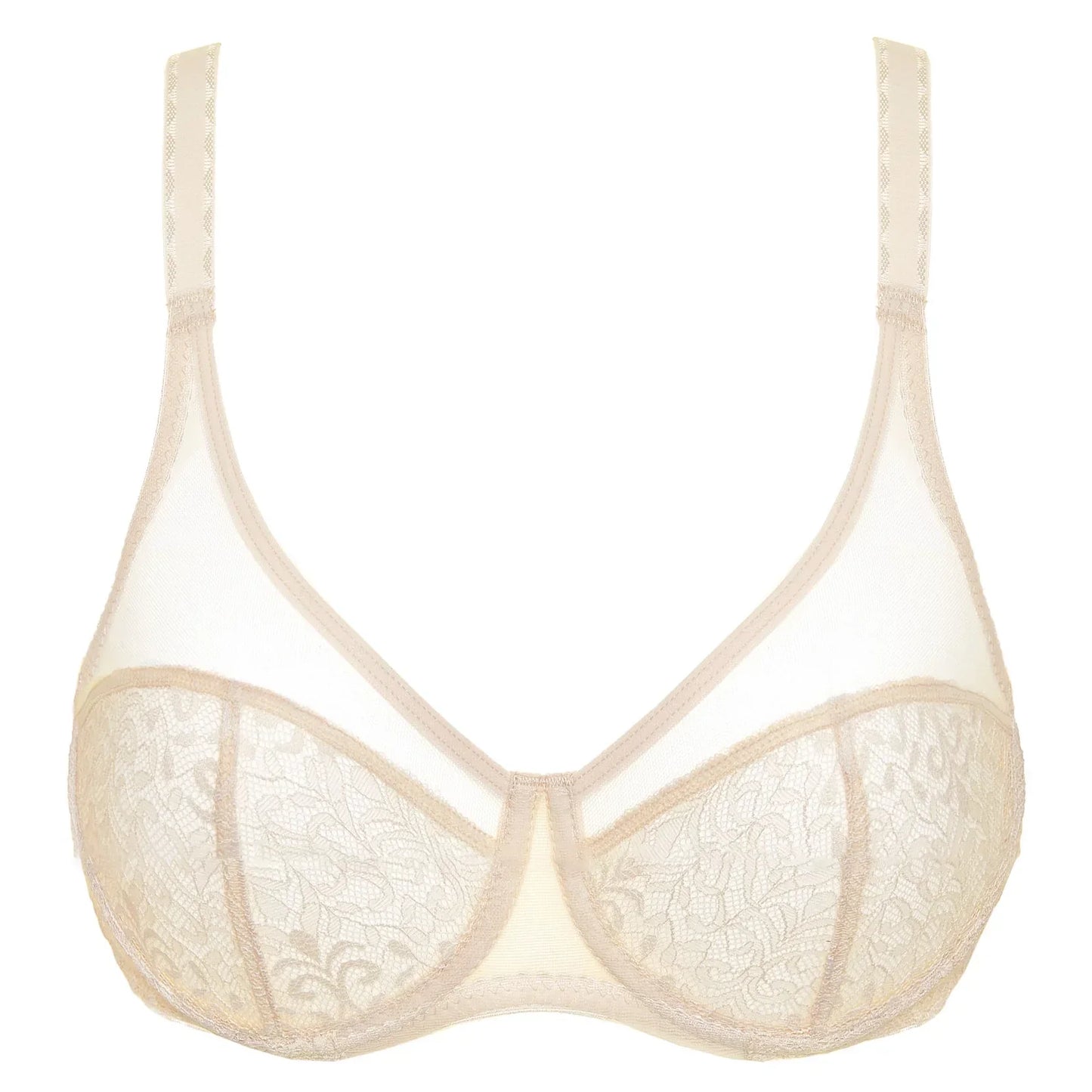 Sheer Lace Plunge Bra Gorteks Gabi Beige - STREET STYLE