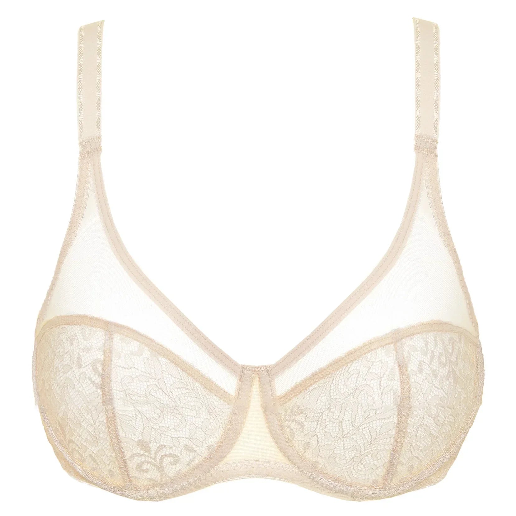 Sheer Lace Plunge Bra Gorteks Gabi Beige - STREET STYLE