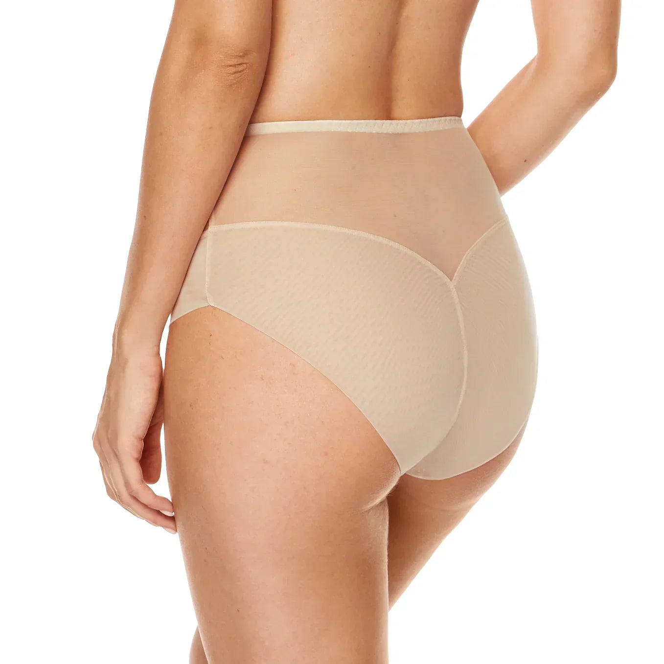 Lace High Waist Full Brief Panty Gorteks Gabi Beige - STREET STYLE