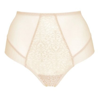 Lace High Waist Full Brief Panty Gorteks Gabi Beige - STREET STYLE