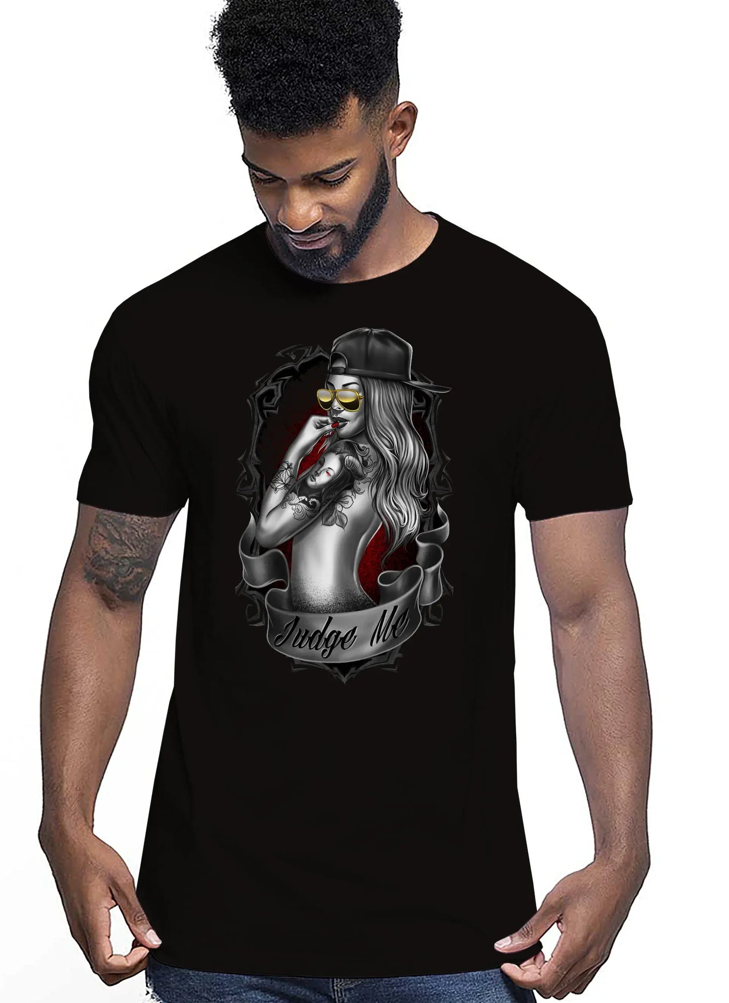 Girl Skull Motor Tattoo 9060 T-shirt Urban Men Uomo 100% Cotone Pettinato JK - STREET STYLE