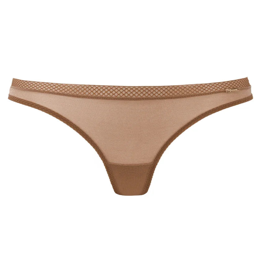Gossard Glossies Sheer Thong Panty Bronze - STREET STYLE