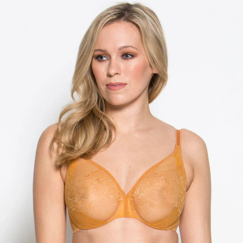 Gossard Glossies Lace Sheer Molded Bra Spiced Honey - STREET STYLE