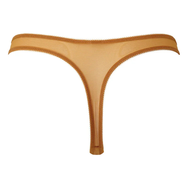 Sheer Lace Thong Panty Gossard Glossies Lace Spiced Honey - STREET STYLE