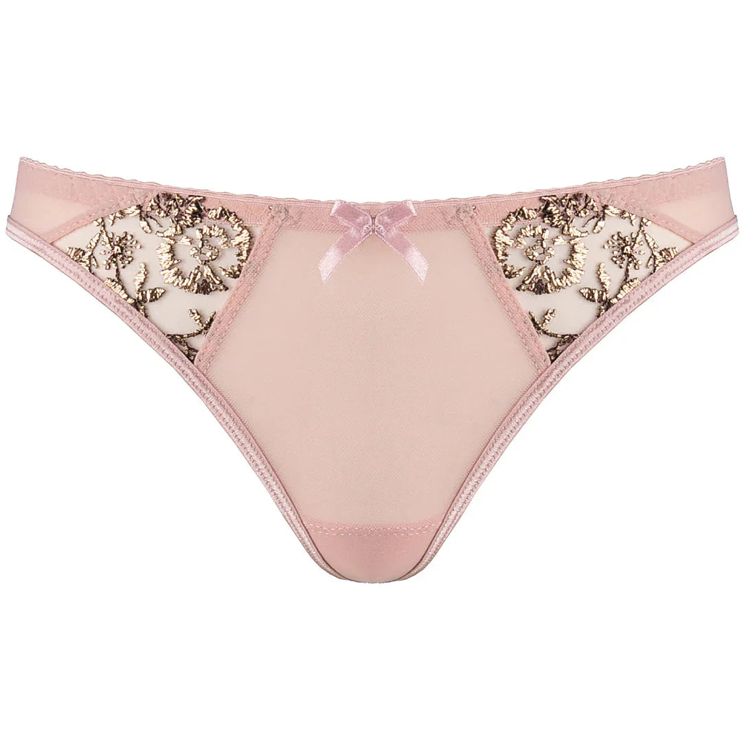 Axami Copper Rose Sheer Mesh Thong Panty - STREET STYLE