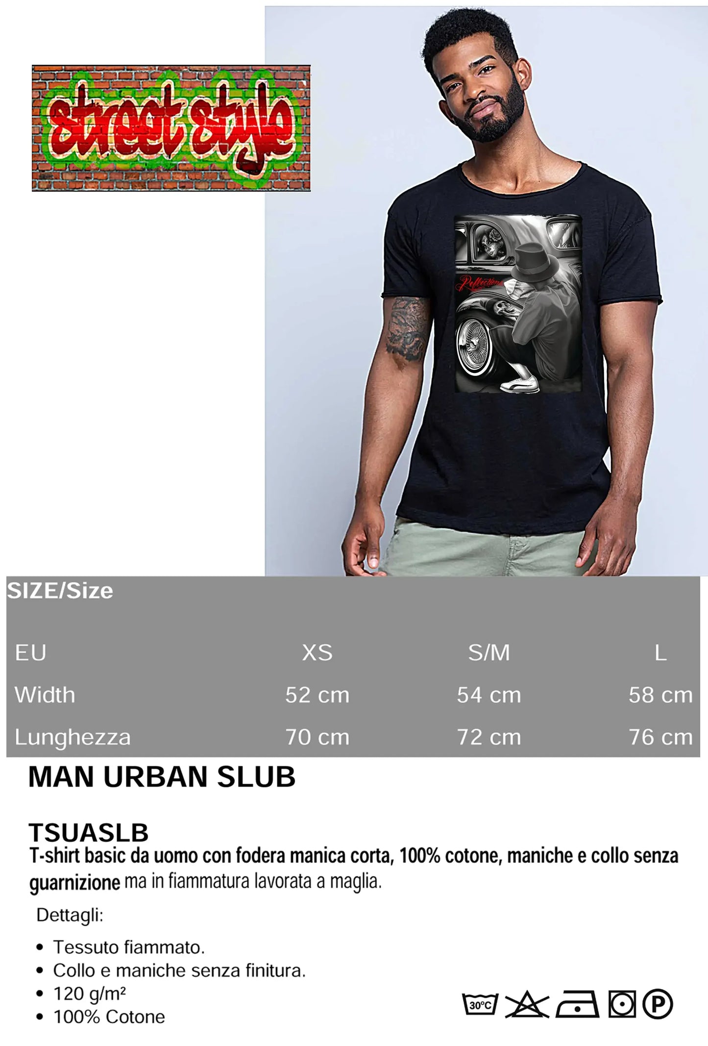 Gonzales Tattoo Skull - T-shirt Uomo Cotone Fiammato - STREET STYLE