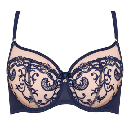 Sheer Mesh Embroidered Balconette Bra Hazel - STREET STYLE