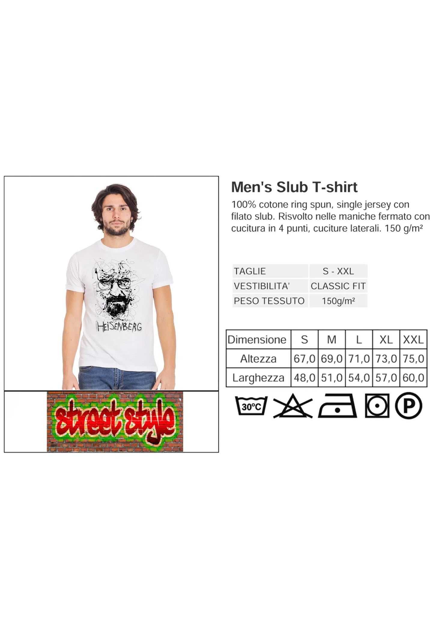 Heisenberg Stilizzato T-Shirt Uomo 100% Cotone - STREET STYLE