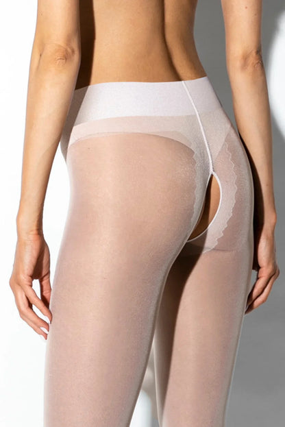 Open Crotch Pantyhose 20DEN Hip Gloss Amour White - STREET STYLE
