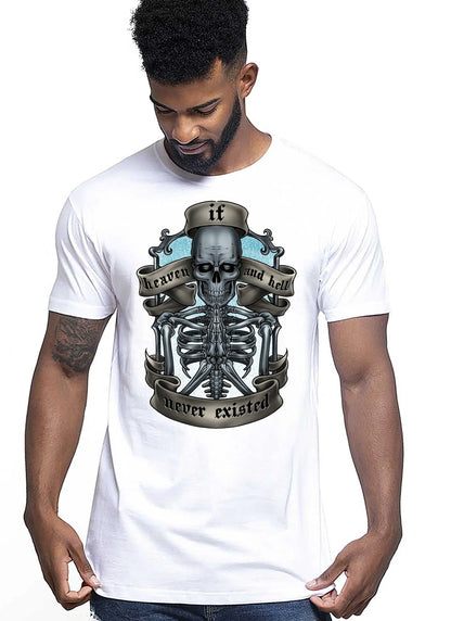 If Heaven and Hell Never Existed Tattoo 9042 T-shirt Urban Men Uomo 100% Cotone Pettinato JK - STREET STYLE